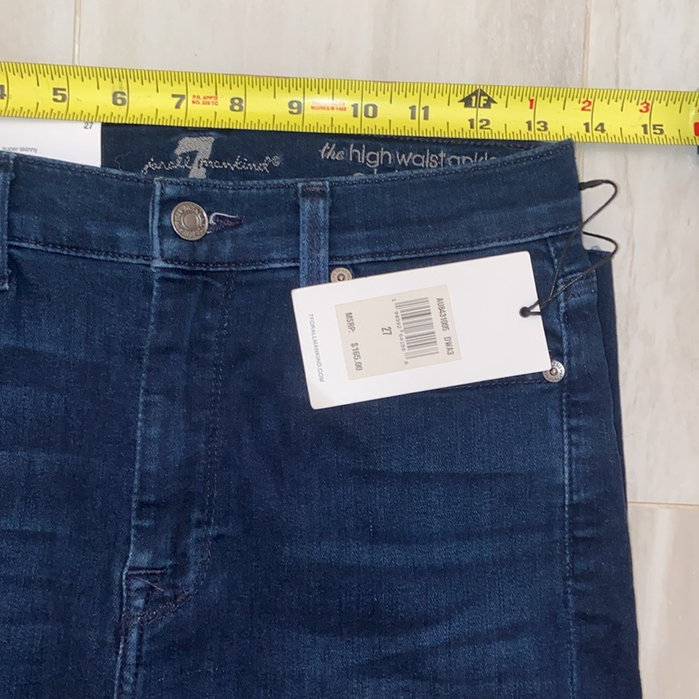 7 For All Mankind High Waist Ankle, Raw Hem, Super Skinny, 27x27, NWT, $165 MSRP - Picture 5 of 15